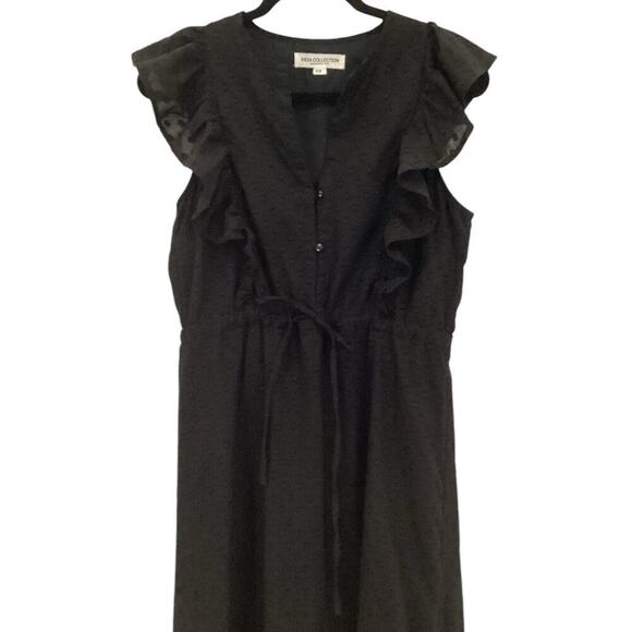 Emerson Fry India Collection Chandra Dress Long In Black Swiss Dot Size XS - Picture 8 of 16